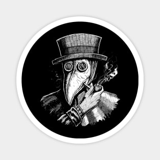 Vintage chill plague doctor smoking pipe Magnet